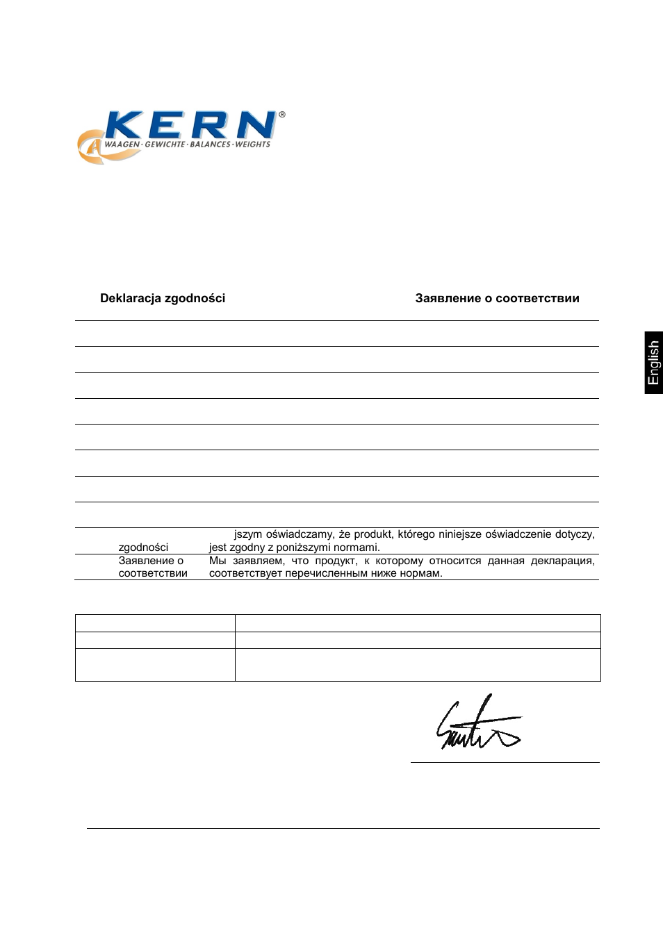 15 declaration of conformity, Declaration of conformity, Electronic balance: kern dbs | KERN & SOHN DBS 60-3 User Manual | Page 91 / 91