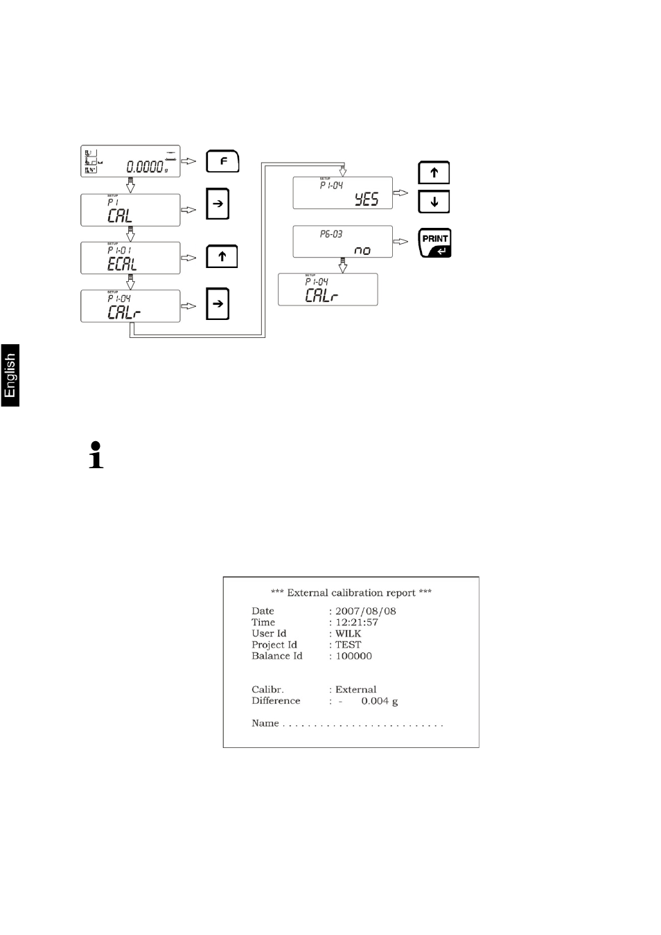 5 p1-04 adjustment record print-out | KERN & SOHN MLB 50-3C User Manual | Page 28 / 68