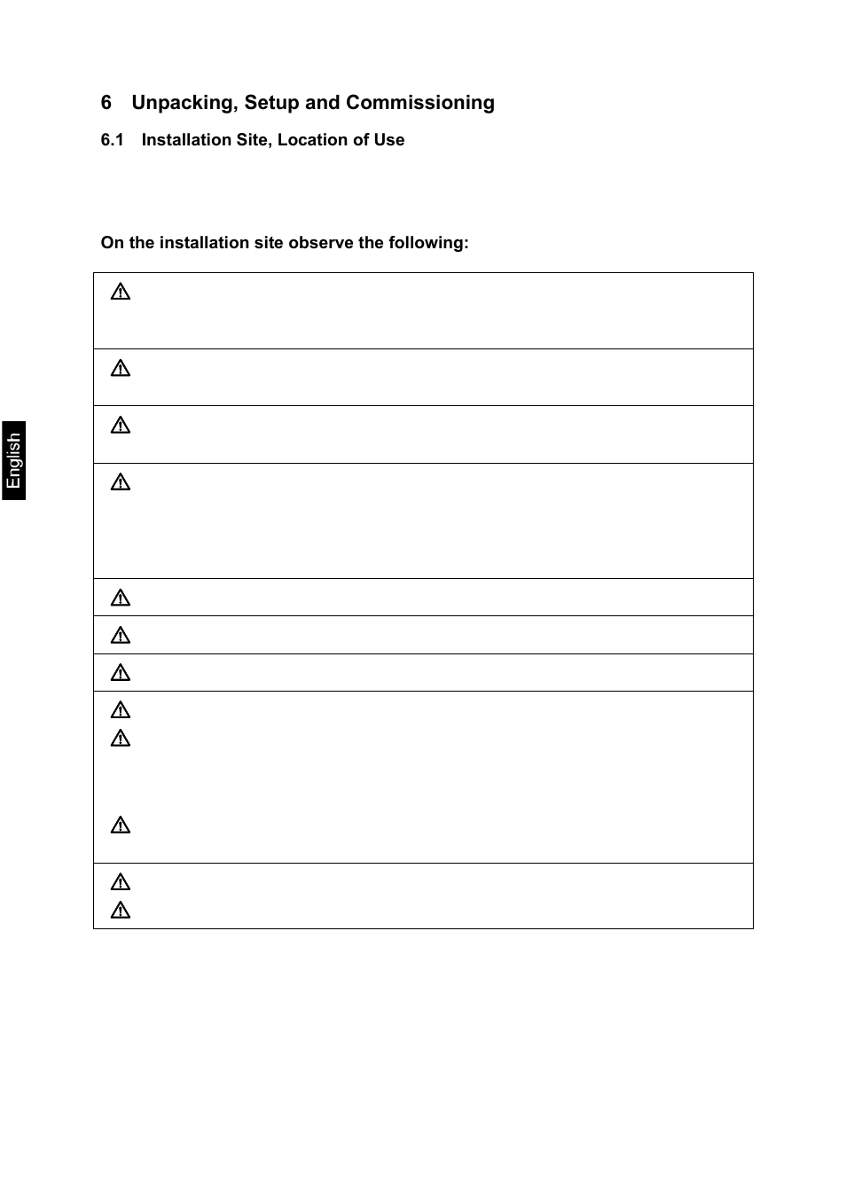 6 unpacking, setup and commissioning, 1 installation site, location of use | KERN & SOHN MLS 50-3C User Manual | Page 14 / 83