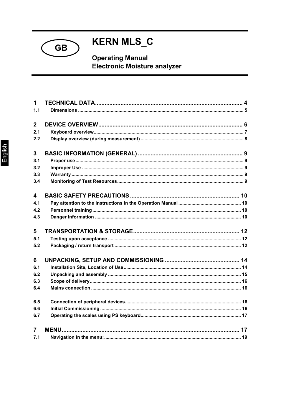 KERN & SOHN MLS 50-3C User Manual | Page 2 / 83