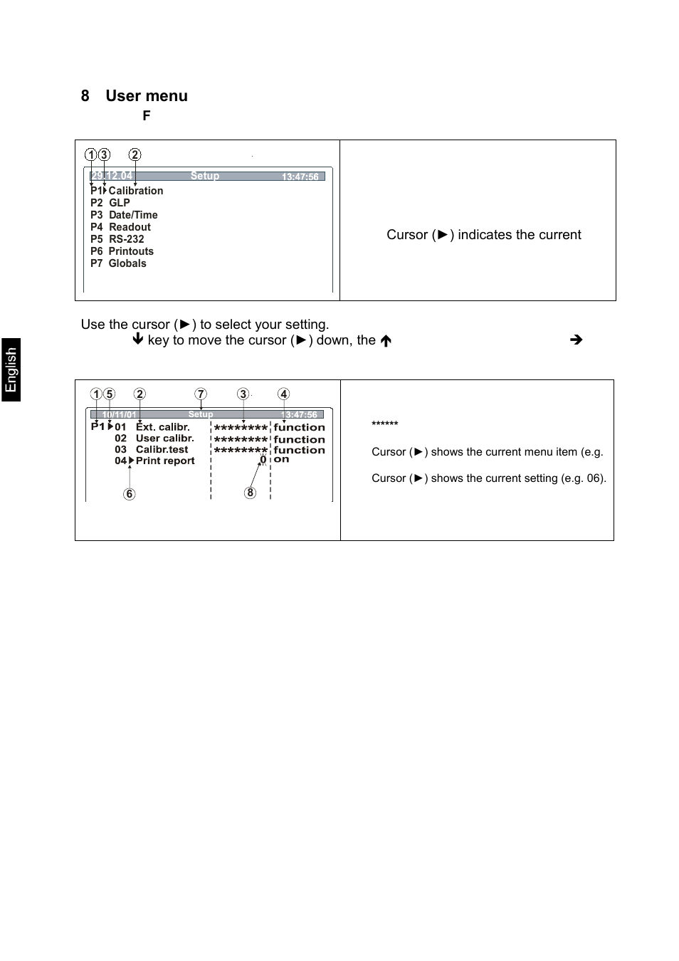 8 user menu | KERN & SOHN MLS 50-3C User Manual | Page 22 / 83