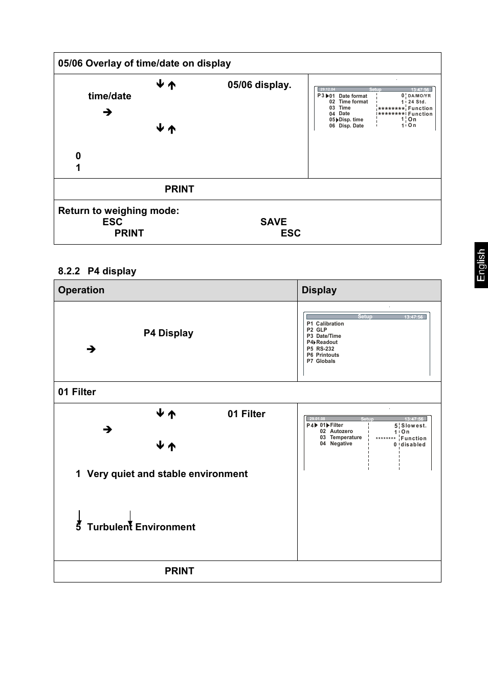 2 p4 display, Confirm by pressing the print key | KERN & SOHN MLS 50-3C User Manual | Page 37 / 83