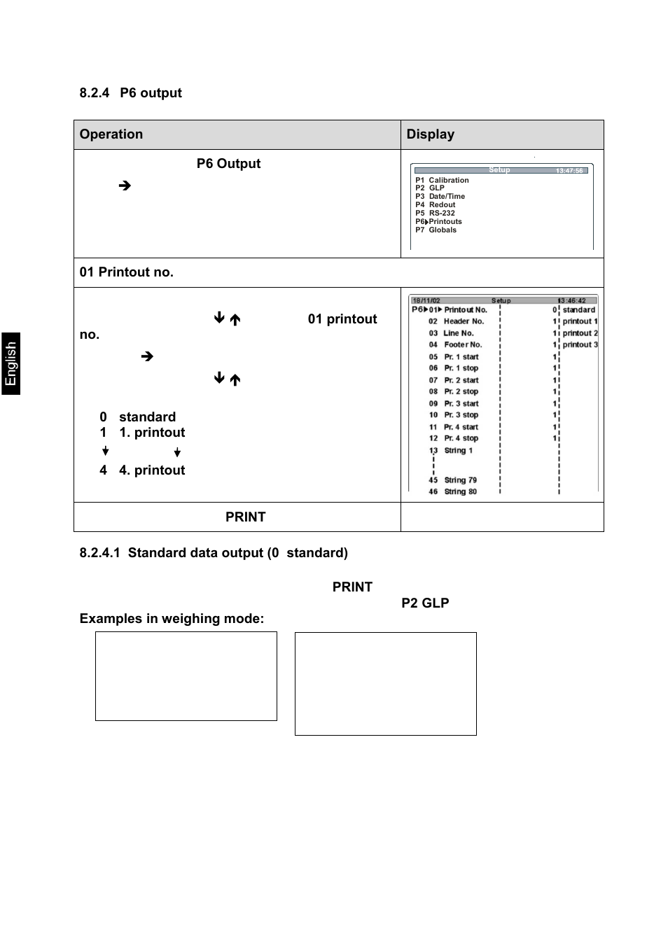 4 p6 output, 1 standard data output (0 standard) | KERN & SOHN MLS 50-3C User Manual | Page 40 / 83