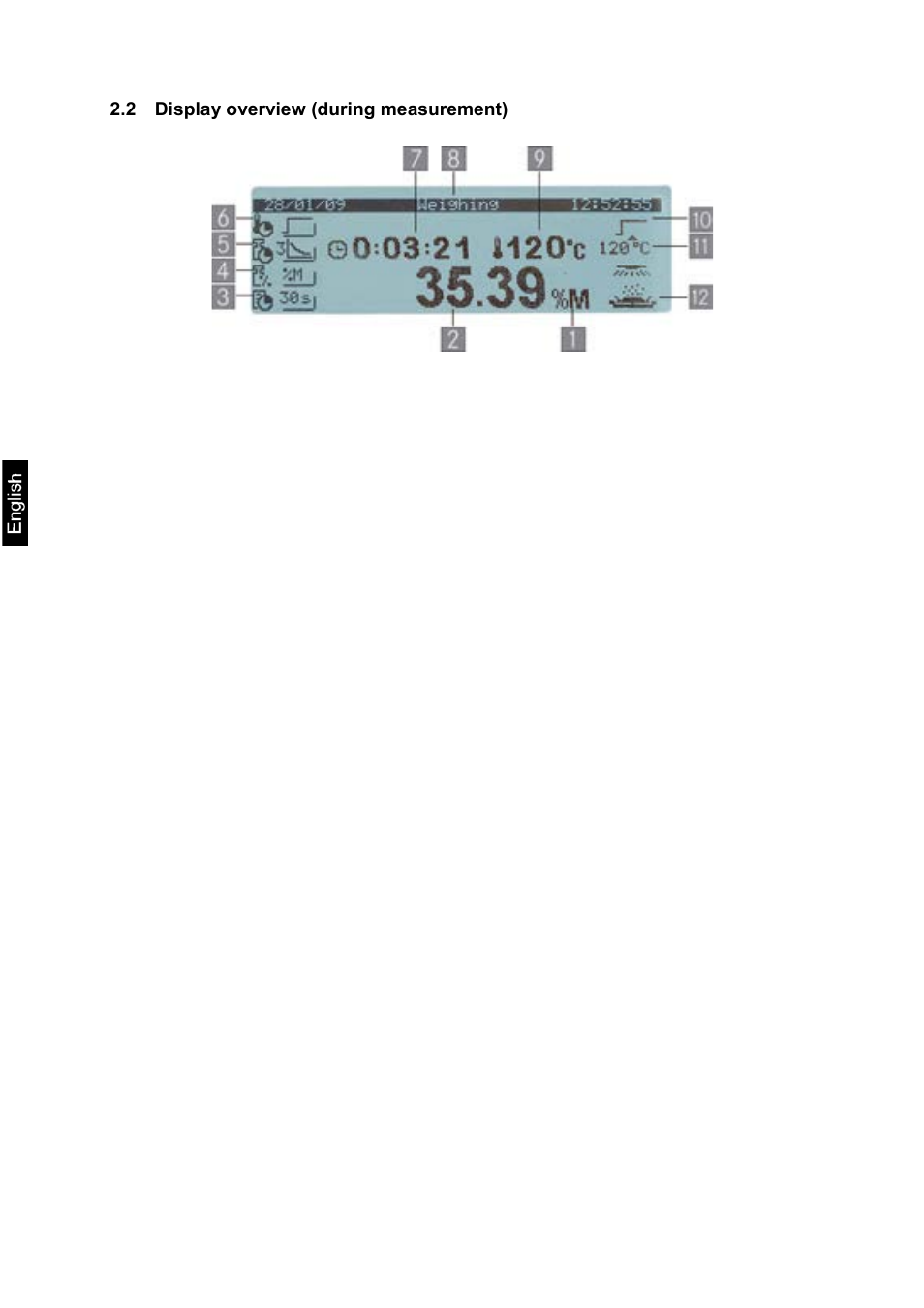 2 display overview (during measurement) | KERN & SOHN MLS 50-3C User Manual | Page 8 / 83