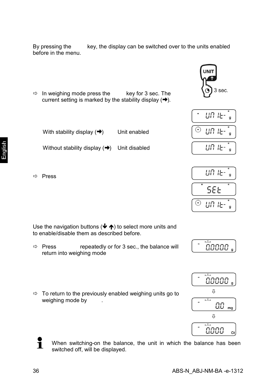 7 switch-over weighing unit | KERN & SOHN ABJ 320-4NM User Manual | Page 36 / 96