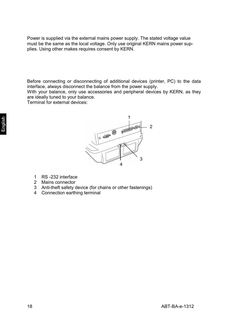 3 mains connection, 4 connection of peripheral devices | KERN & SOHN ABT 220-5DM User Manual | Page 18 / 72