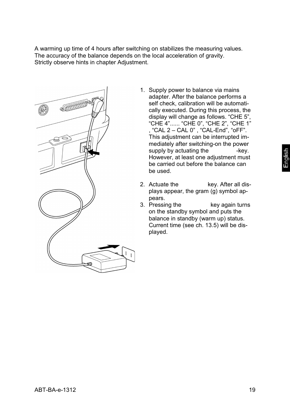 5 initial commissioning, 1 turning on the power | KERN & SOHN ABT 220-5DM User Manual | Page 19 / 72