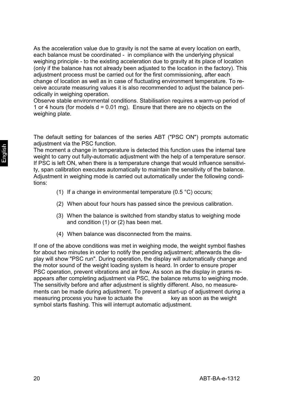 8 adjustment, 1 automatic adjustment via psc | KERN & SOHN ABT 220-5DM User Manual | Page 20 / 72