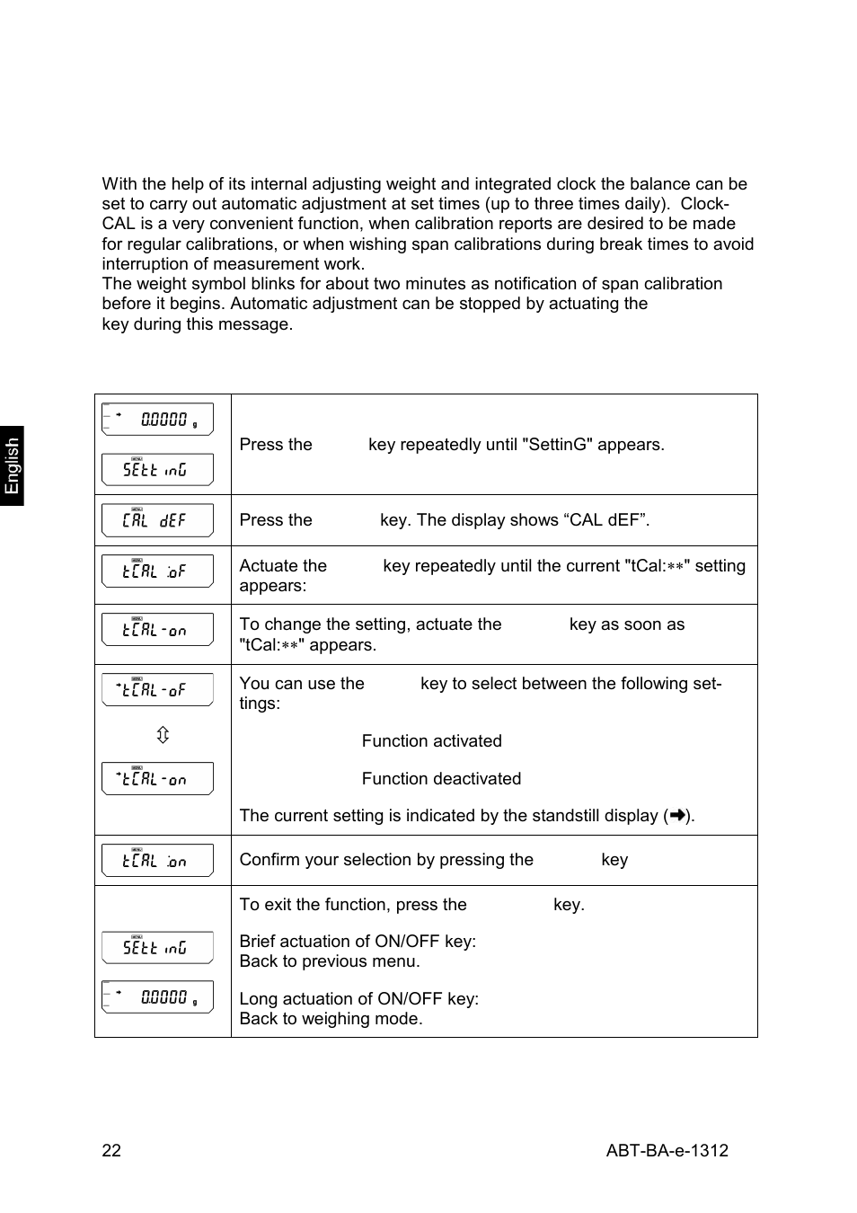 2 automatic adjustment via clock-cal | KERN & SOHN ABT 220-5DM User Manual | Page 22 / 72