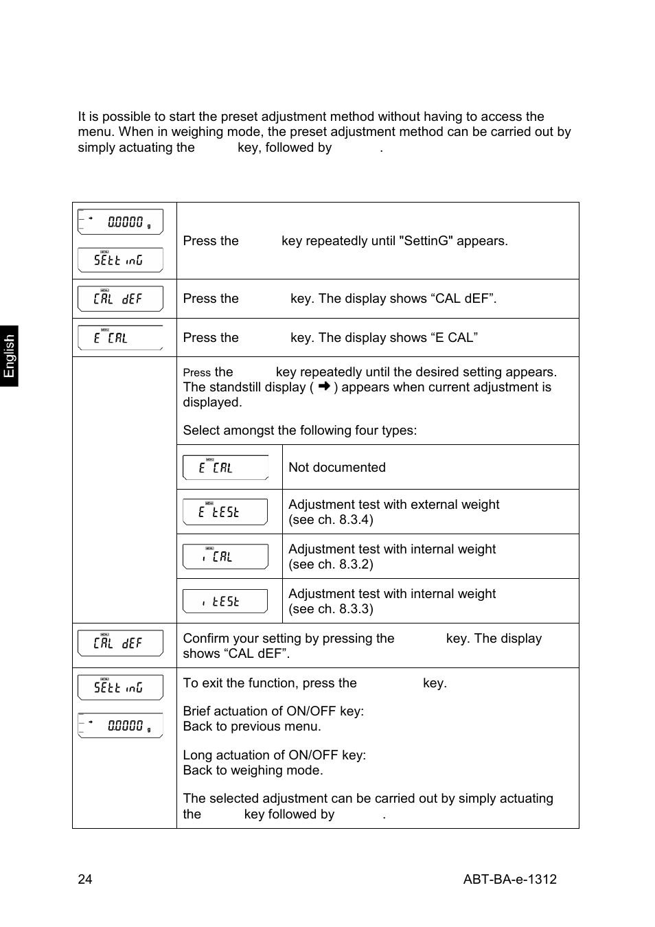 3 adjustment via preset process, 1 selecting default adjustment method | KERN & SOHN ABT 220-5DM User Manual | Page 24 / 72