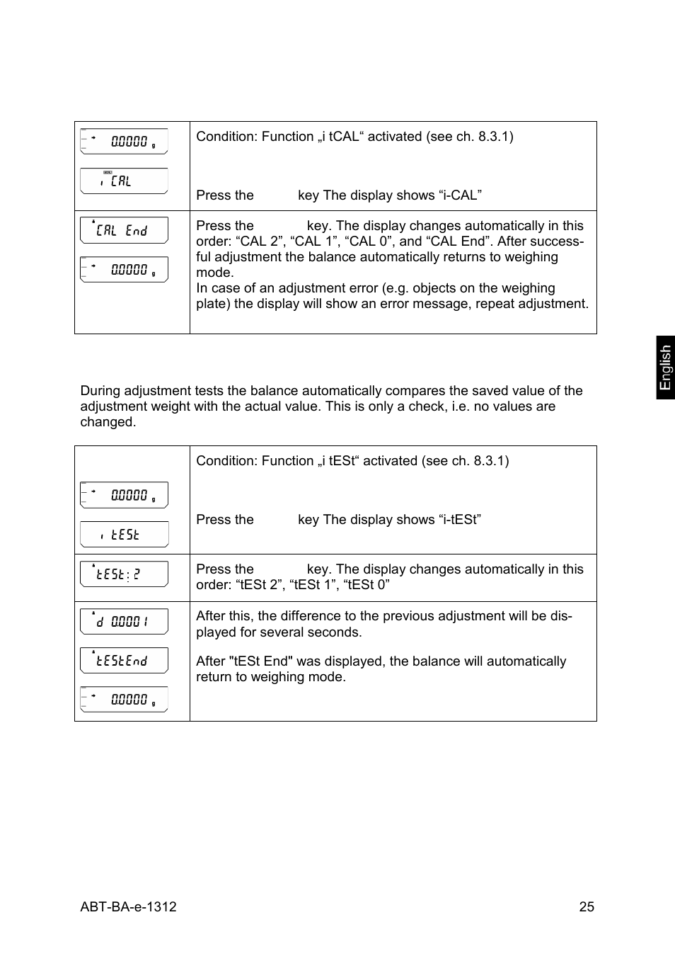 2 default setting: adjustment with internal weight | KERN & SOHN ABT 220-5DM User Manual | Page 25 / 72
