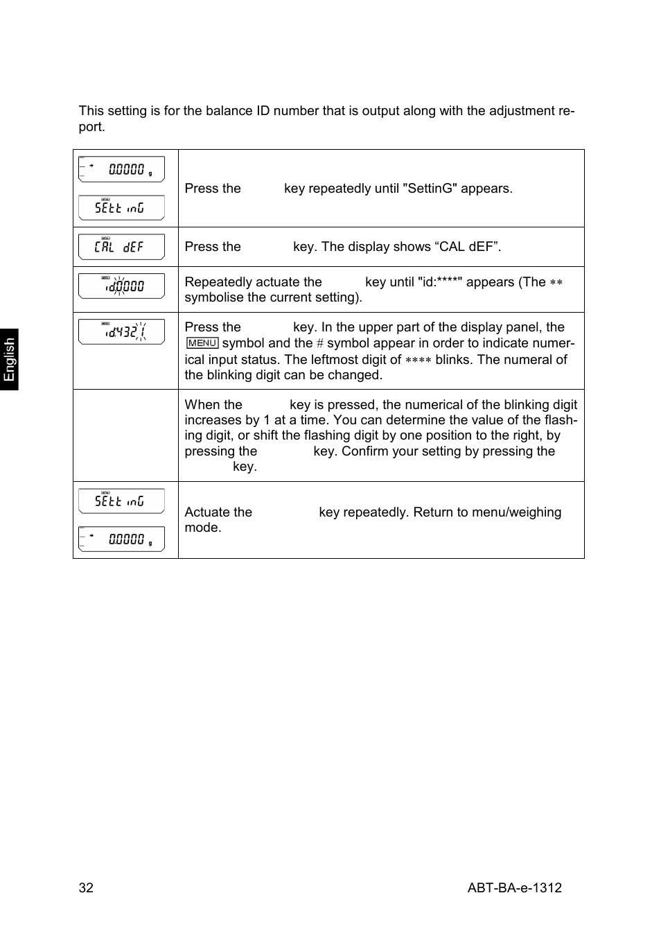 2 balance id number setting | KERN & SOHN ABT 220-5DM User Manual | Page 32 / 72