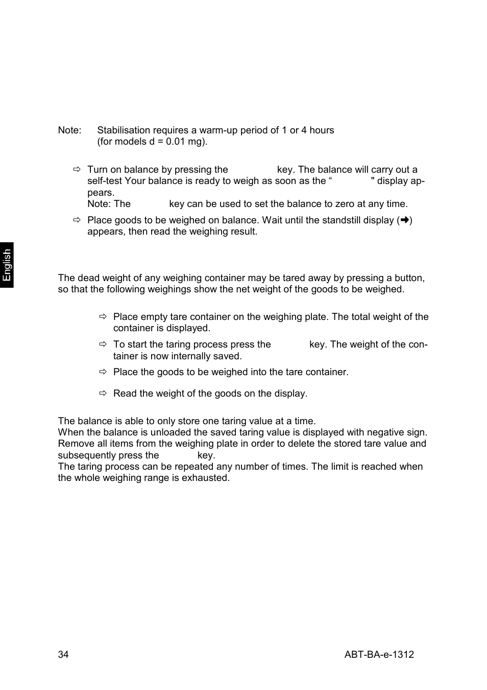 11 basic operation, 1 weighing, 2 taring | KERN & SOHN ABT 220-5DM User Manual | Page 34 / 72