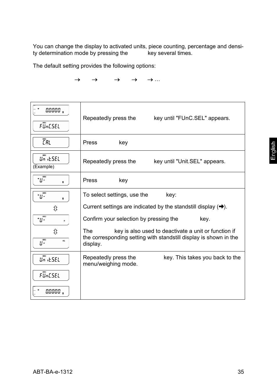 3 changing the display | KERN & SOHN ABT 220-5DM User Manual | Page 35 / 72