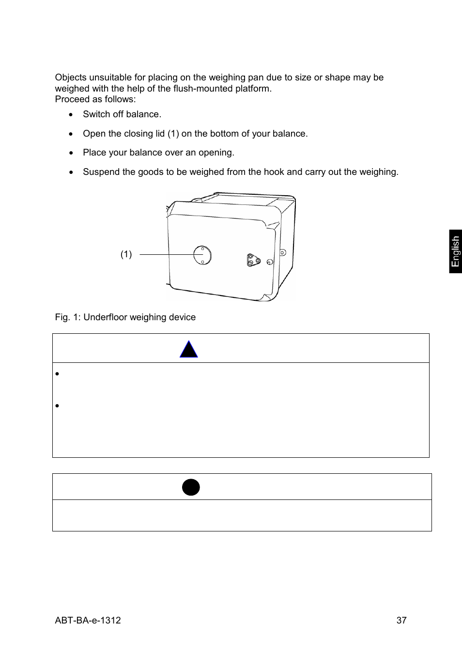 5 underfloor weighing, Caution | KERN & SOHN ABT 220-5DM User Manual | Page 37 / 72