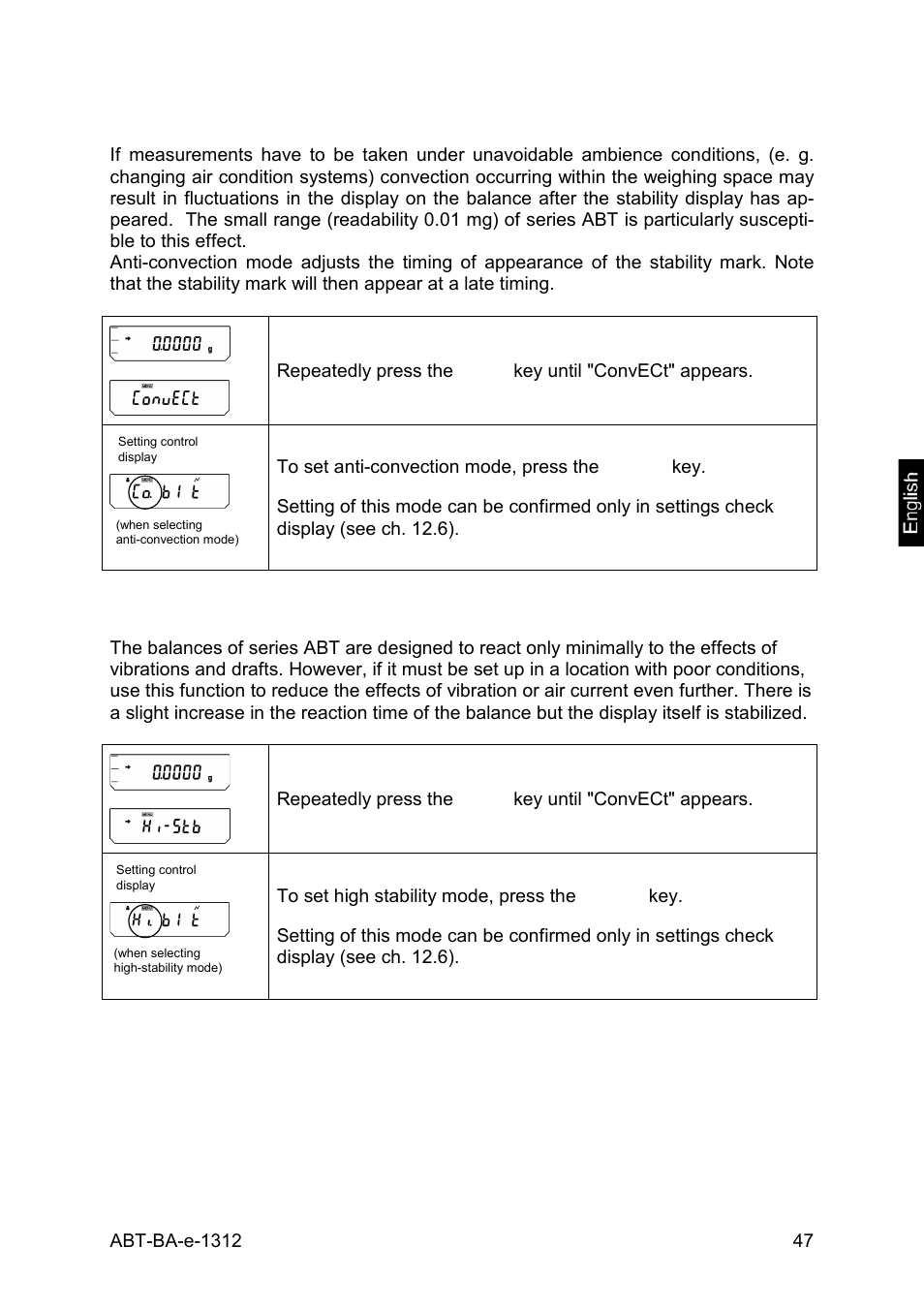 2 anti-convection mode, 3 high-stability mode | KERN & SOHN ABT 220-5DM User Manual | Page 47 / 72