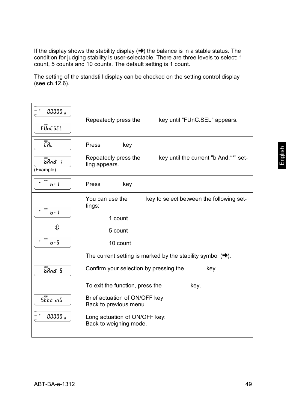 2 standstill display | KERN & SOHN ABT 220-5DM User Manual | Page 49 / 72