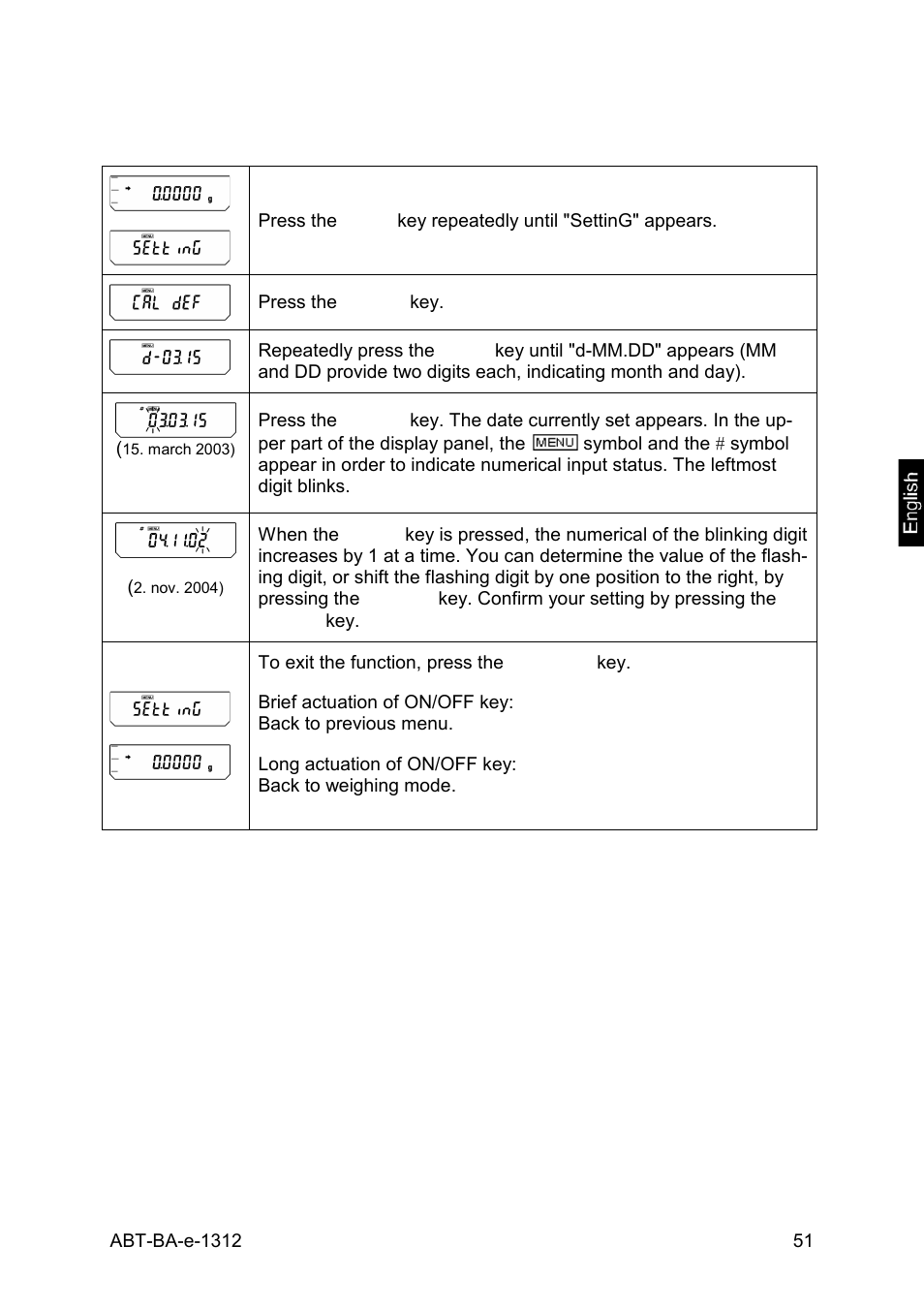 4 setting date | KERN & SOHN ABT 220-5DM User Manual | Page 51 / 72