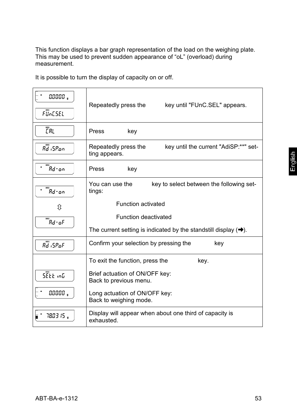 6 capacity display | KERN & SOHN ABT 220-5DM User Manual | Page 53 / 72