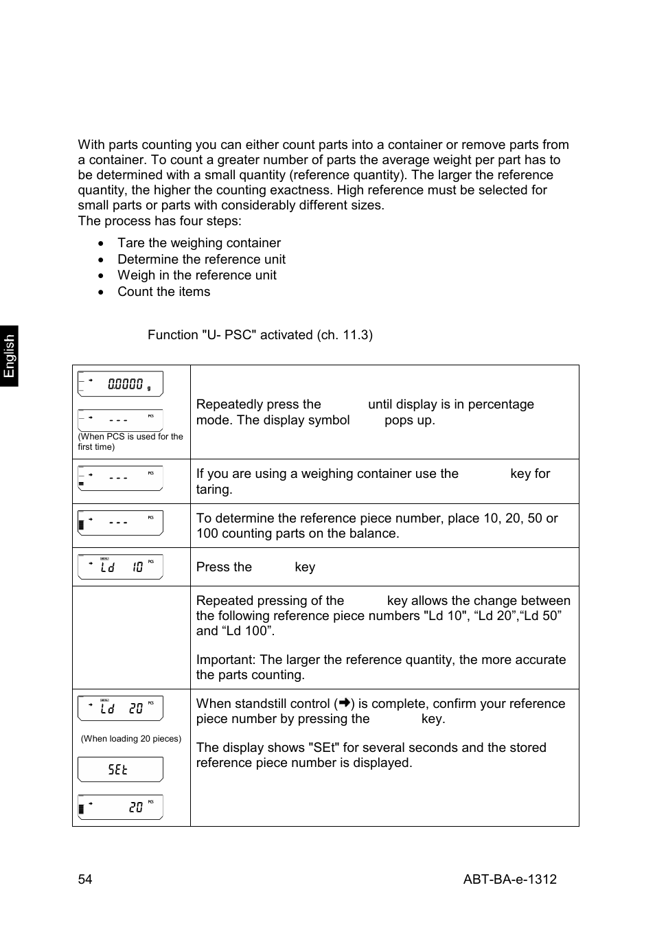 14 application functions, 1 parts counting | KERN & SOHN ABT 220-5DM User Manual | Page 54 / 72