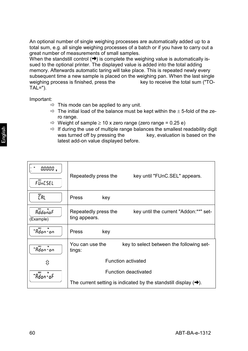 5 add up mode | KERN & SOHN ABT 220-5DM User Manual | Page 60 / 72