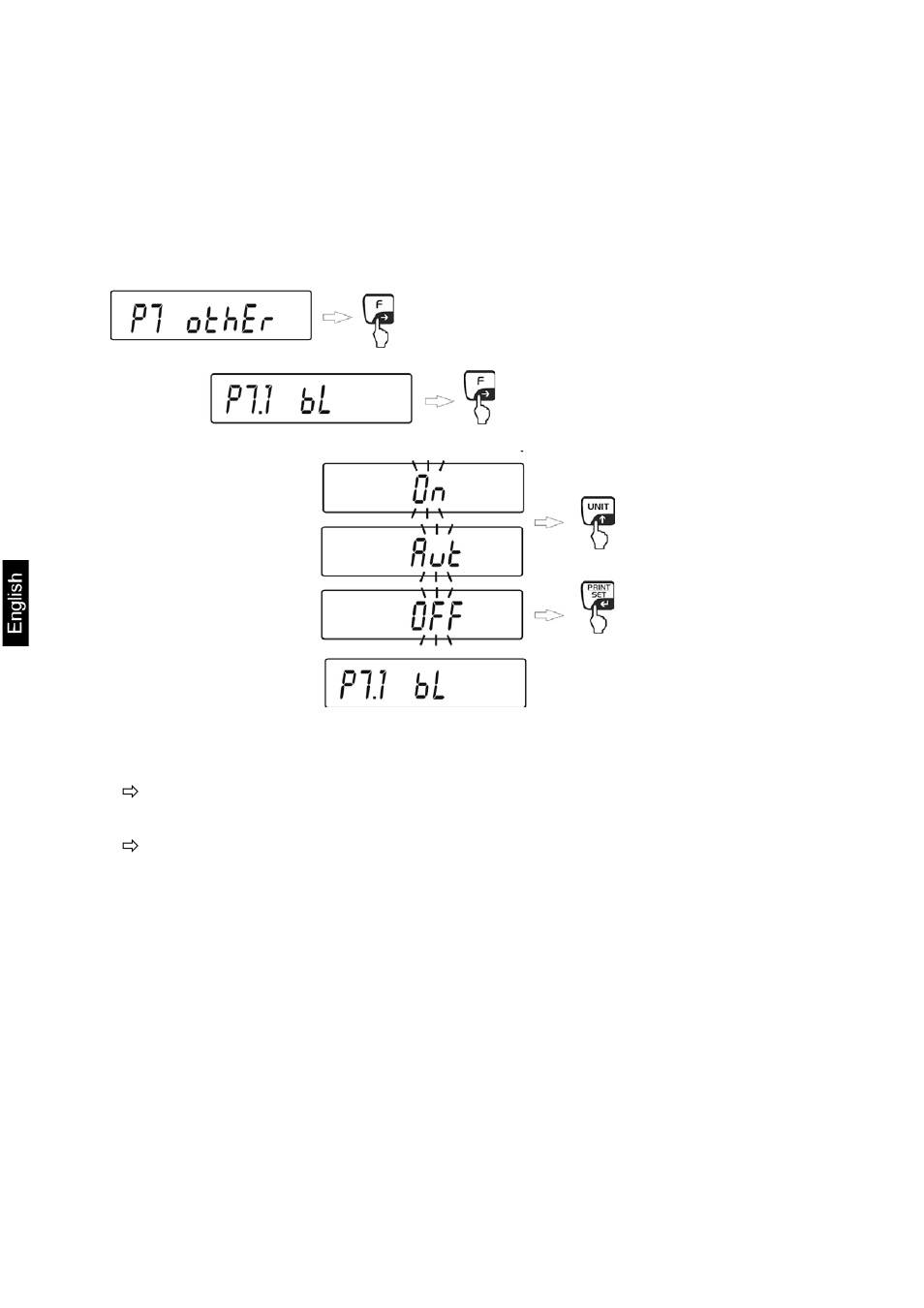 11 further useful functions “p7 other, 1 display background illumination | KERN & SOHN AEJ 100-4NM User Manual | Page 46 / 85