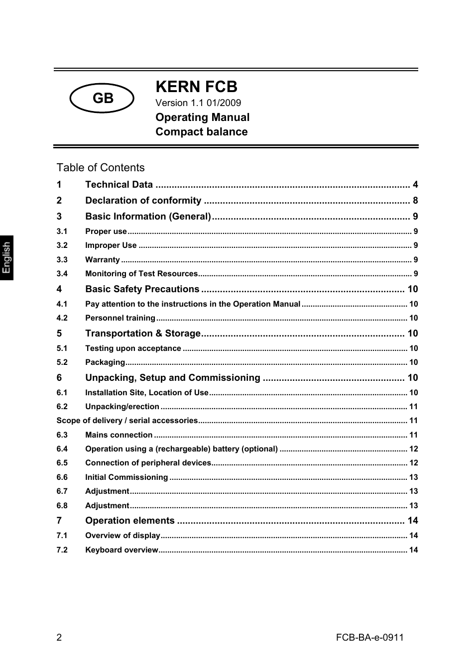 KERN & SOHN FCB 24K2 User Manual | Page 2 / 36