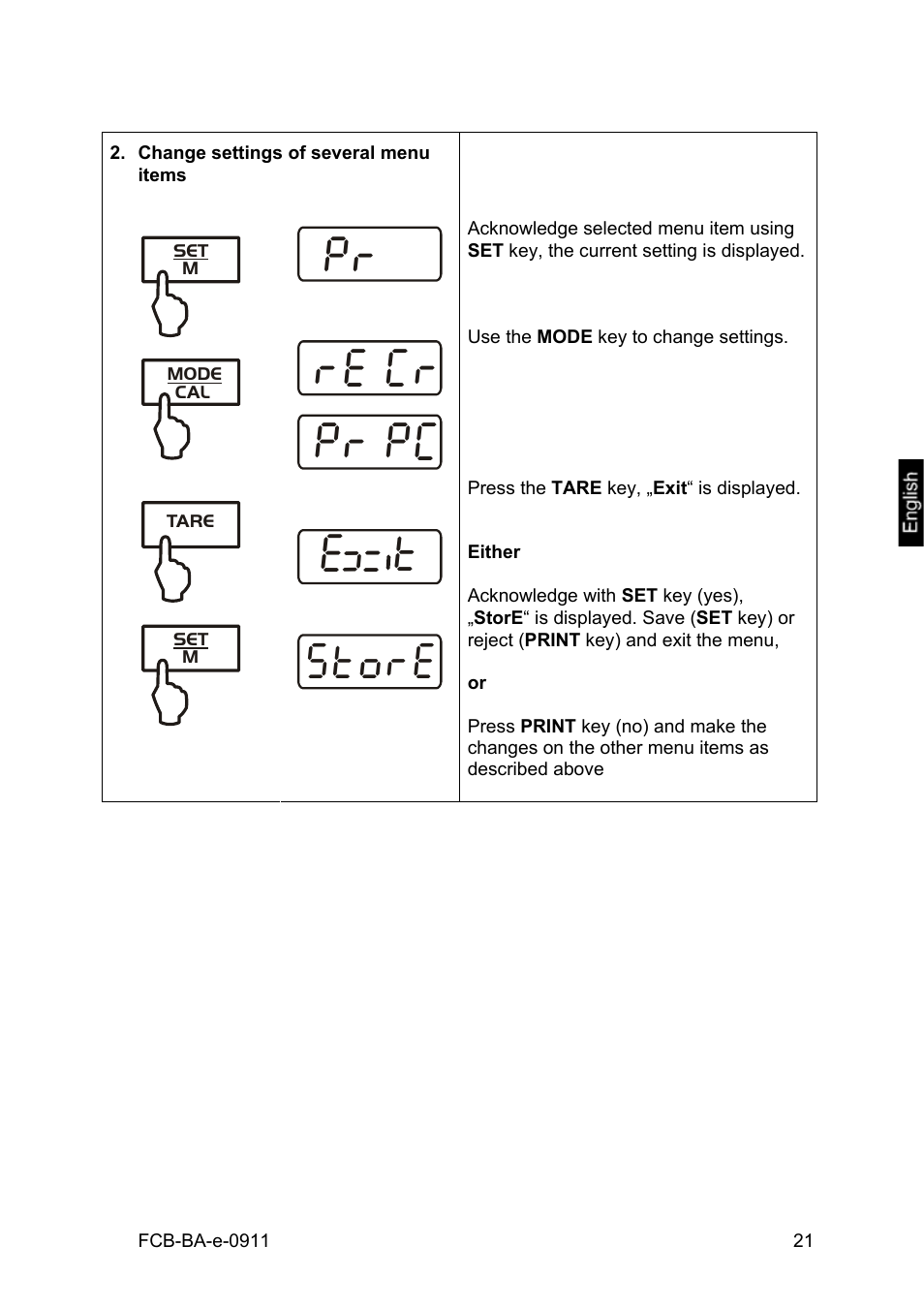 Re cr, Pl pc, Stqre | KERN & SOHN FCB 24K2 User Manual | Page 21 / 36