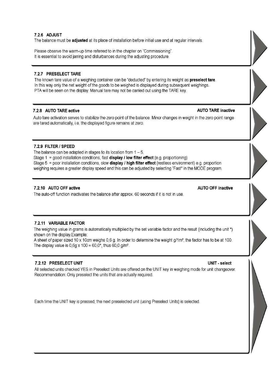 6 adjust, 7 preselect tare, 8 auto tare active | 9 filter / speed, 10 auto off active, 11 variable factor, 12 preselect unit | KERN & SOHN DS User Manual | Page 31 / 42