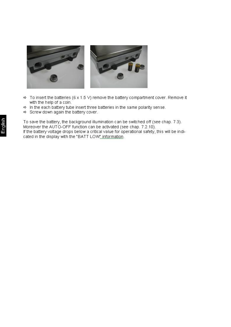 4 batterie operation, 5 connection of peripheral devices, 6 initial commissioning | 7 adjustment | KERN & SOHN IKT User Manual | Page 21 / 53