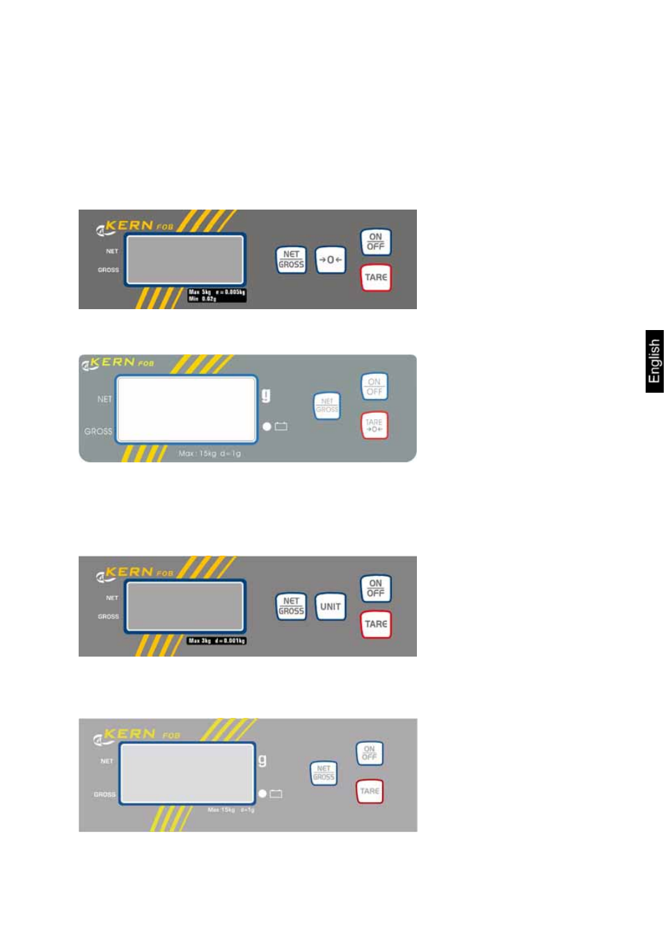 6 operation, 1 overview of display, 1 verifiable models | 2 non-verifiable models, Operation, Overview of display, Verifiable models, Non-verifiable models | KERN & SOHN FOB 30K10LM User Manual | Page 17 / 21