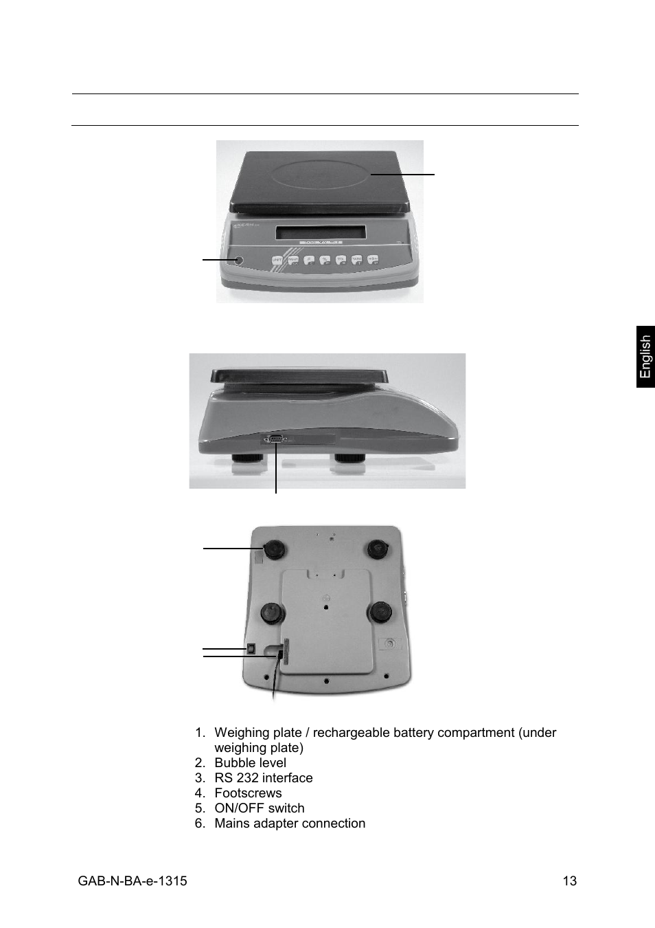 Appliance overview, 6 appliance overview | KERN & SOHN GAB 30K5DNM User Manual | Page 13 / 41