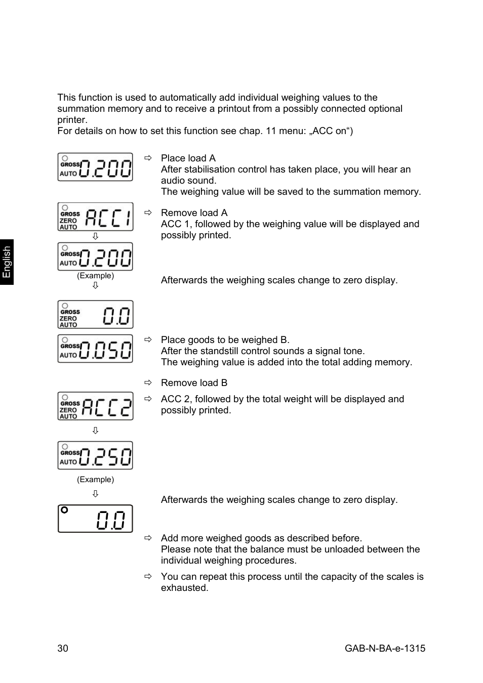 Automatic adding-up | KERN & SOHN GAB 30K5DNM User Manual | Page 30 / 41