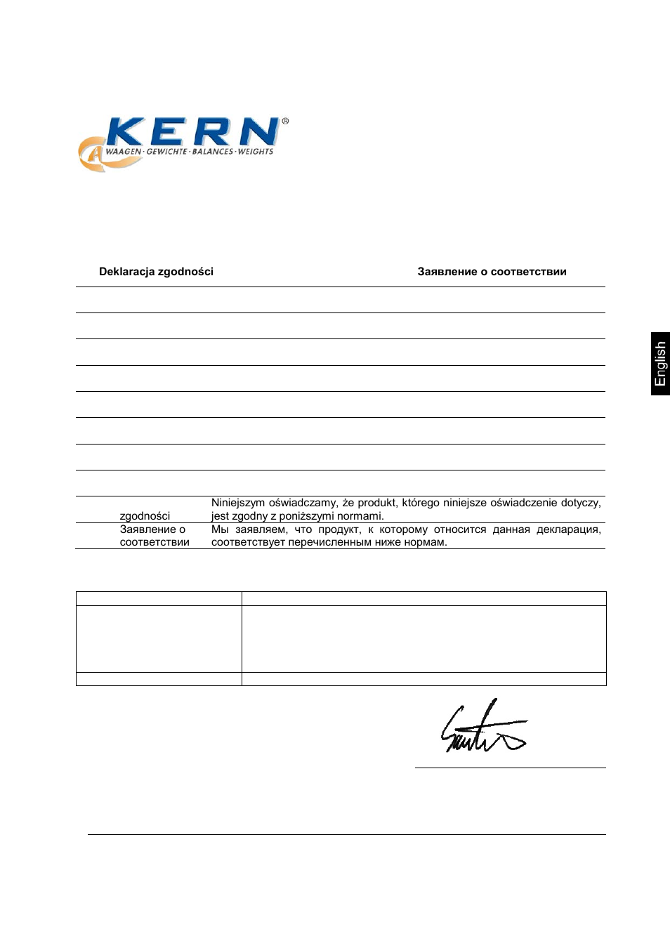 12 declaration of conformity, Declaration of conformity, Electronic balance: kern gab-p | KERN & SOHN GAB 30K-3PM User Manual | Page 39 / 39