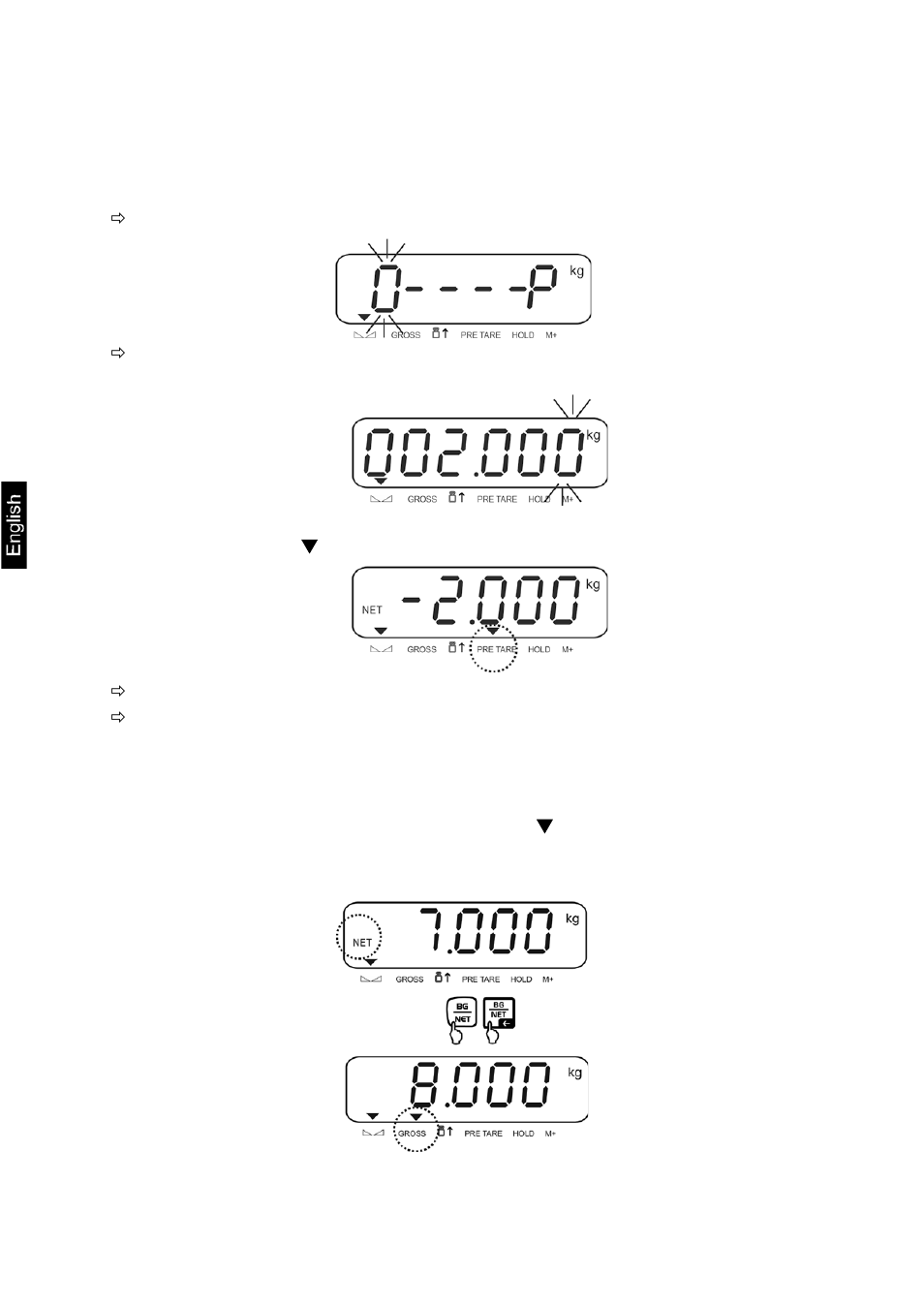 3 numerical input of tare (pre-tare), 7 gross/net call-up | KERN & SOHN KXS-TM User Manual | Page 20 / 109