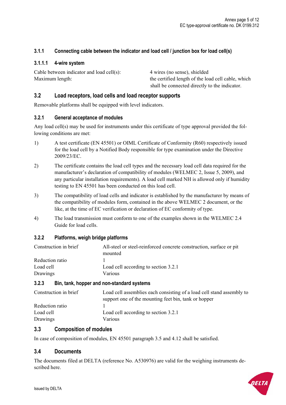 1 4-wire system, 1 general acceptance of modules, 2 platforms, weigh bridge platforms | 3 bin, tank, hopper and non-standard systems, 3 composition of modules, 4 documents, Composition of modules, Documents 5 | KERN & SOHN KFE-TM User Manual | Page 43 / 58