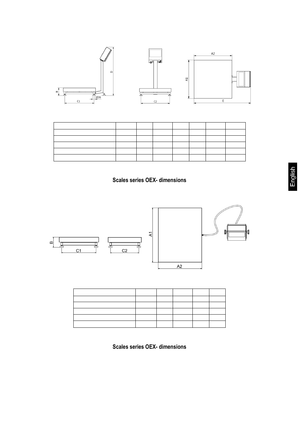 Scales series oex- dimensions models without pole, Scales series oex- dimensions | KERN & SOHN OEX Safety User Manual | Page 5 / 12