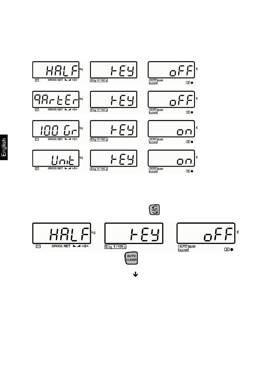 1 unit switch over €/kg to €/100 g | KERN & SOHN RPB D User Manual | Page 24 / 33
