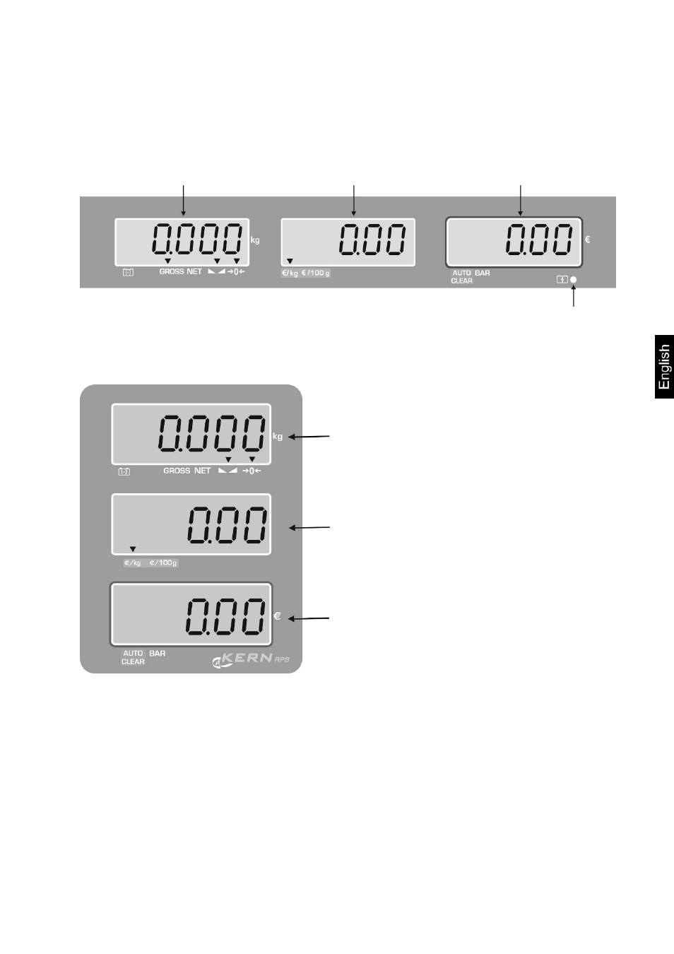 1 overview of display | KERN & SOHN RPB D User Manual | Page 7 / 33