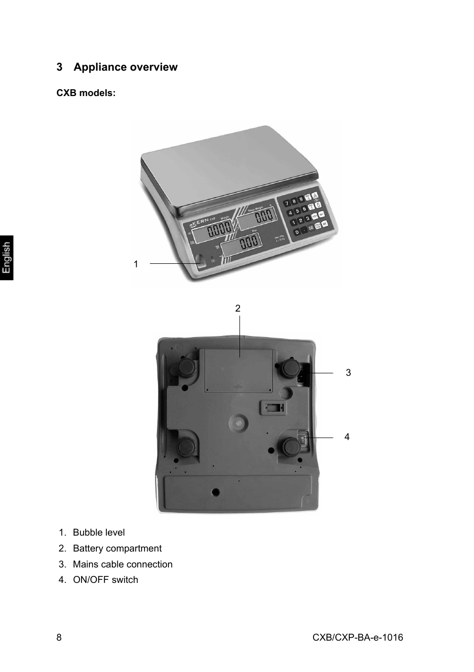 3 appliance overview | KERN & SOHN CXP Version 1.6 User Manual | Page 8 / 54