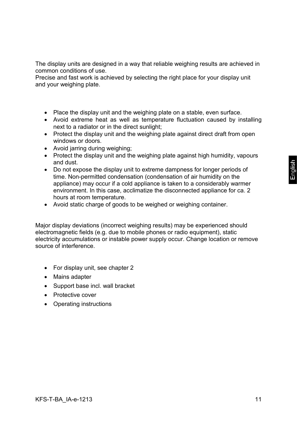 6 unpacking and placing, 1 installation site, location of use, 2 scope of delivery / serial accessories | KERN & SOHN IFS 300K-3 User Manual | Page 11 / 52