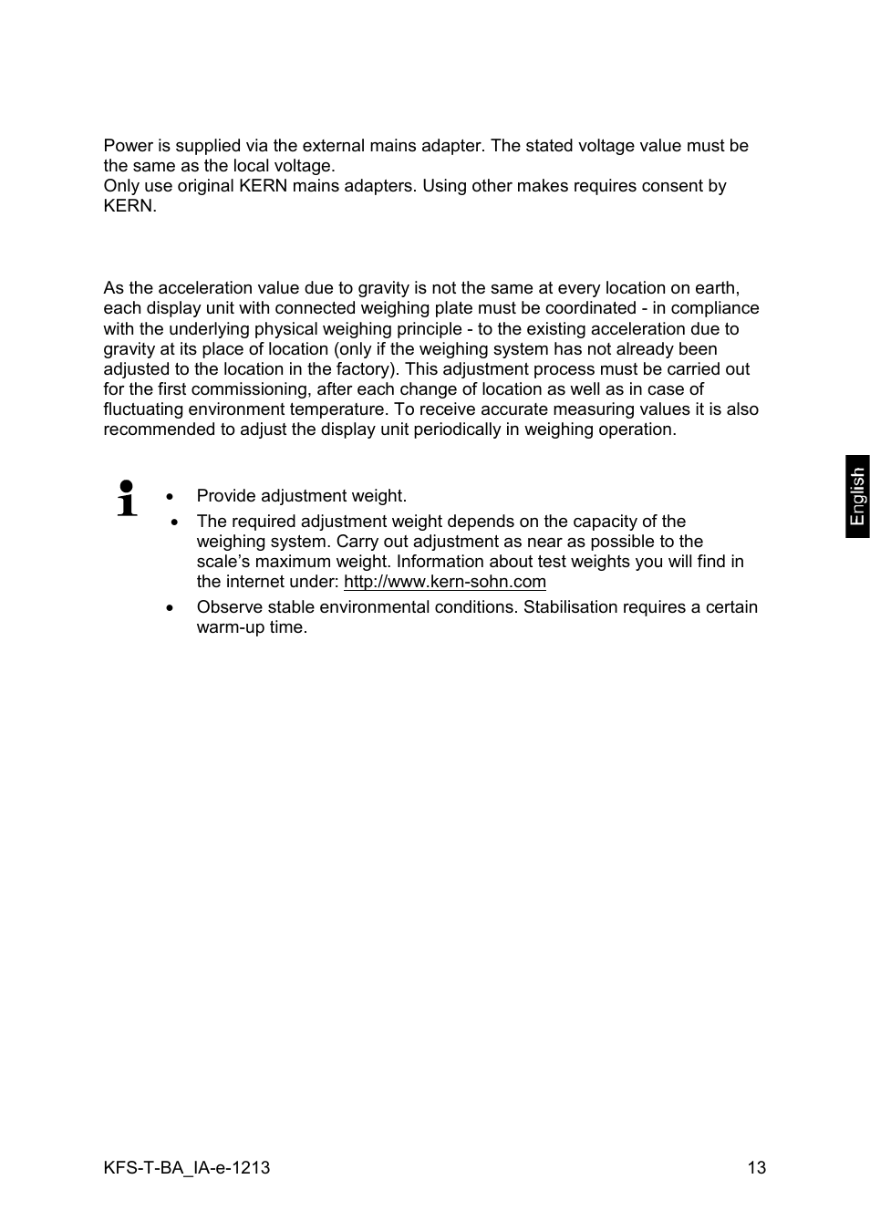 4 mains connection, 5 adjustment | KERN & SOHN IFS 300K-3 User Manual | Page 13 / 52