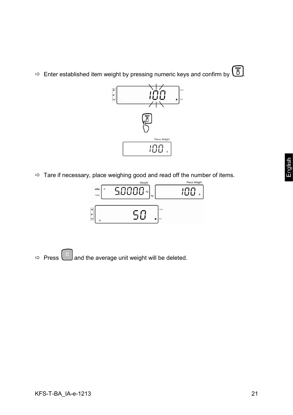 2 numeric input of the average piece weight | KERN & SOHN IFS 300K-3 User Manual | Page 21 / 52