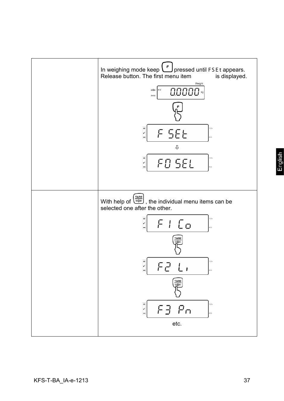 8 function menu | KERN & SOHN IFS 300K-3 User Manual | Page 37 / 52