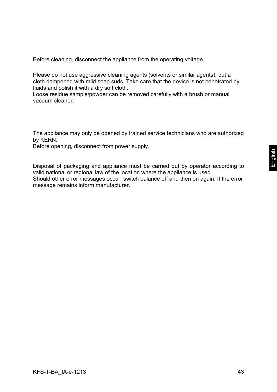10 service, maintenance, disposal, 1 clean, 2 service, maintenance | 3 disposal | KERN & SOHN IFS 300K-3 User Manual | Page 43 / 52