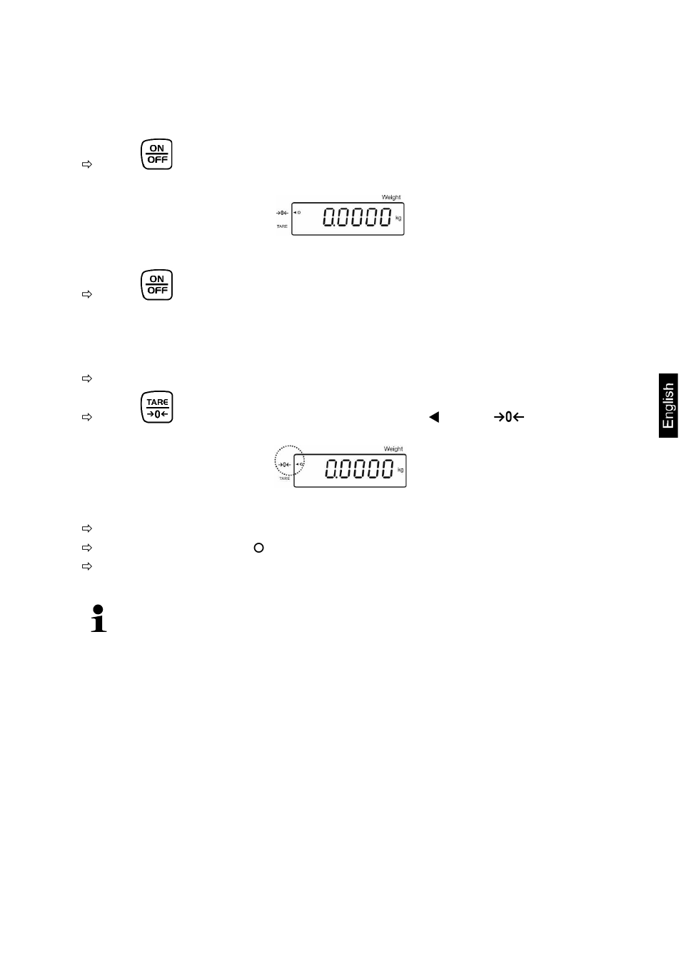 7 operation, 1 start-up, 2 switching off | 3 zeroing, 4 simple weighing | KERN & SOHN KFS-TM User Manual | Page 21 / 54