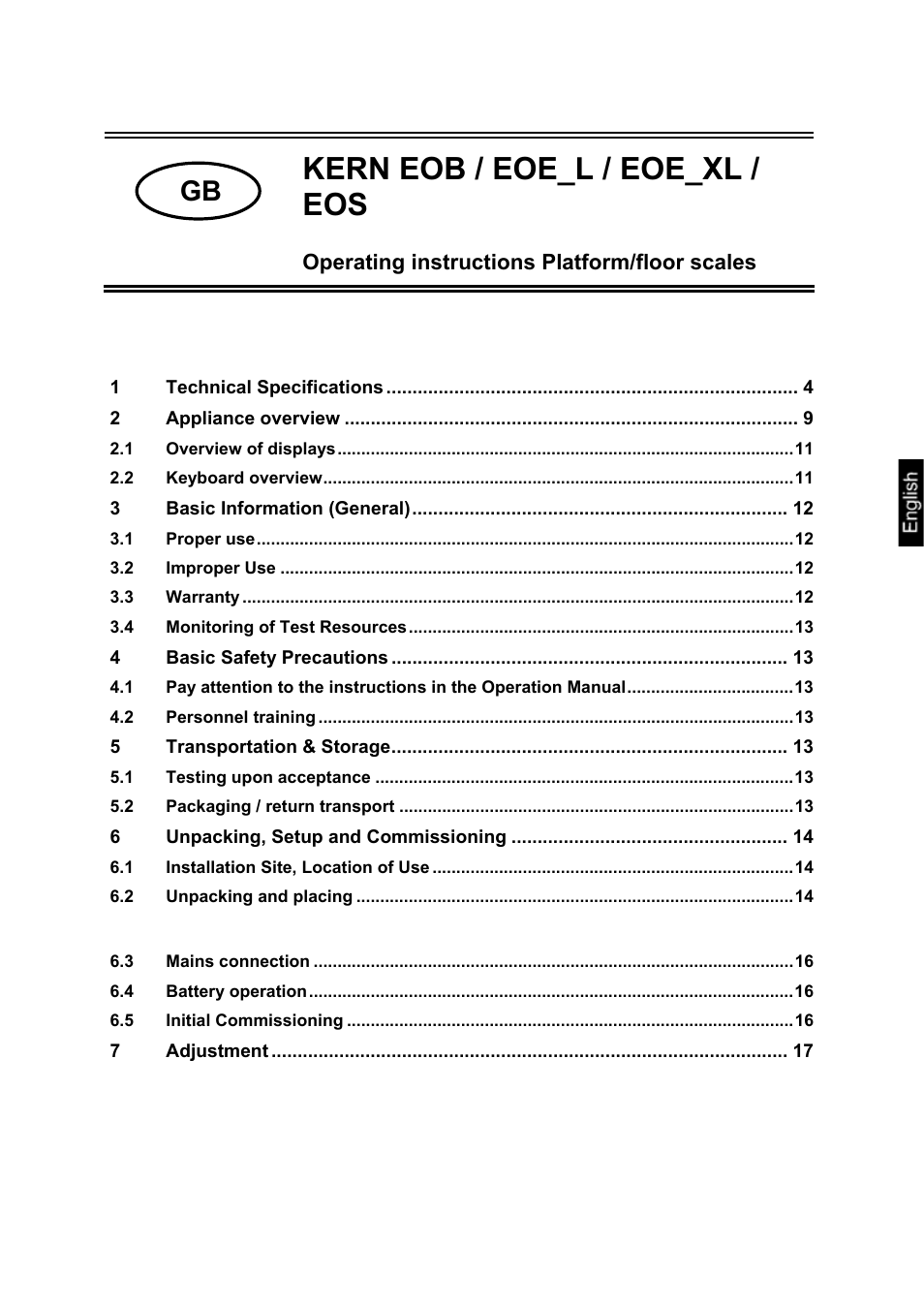KERN & SOHN EOE XL User Manual | Page 2 / 24