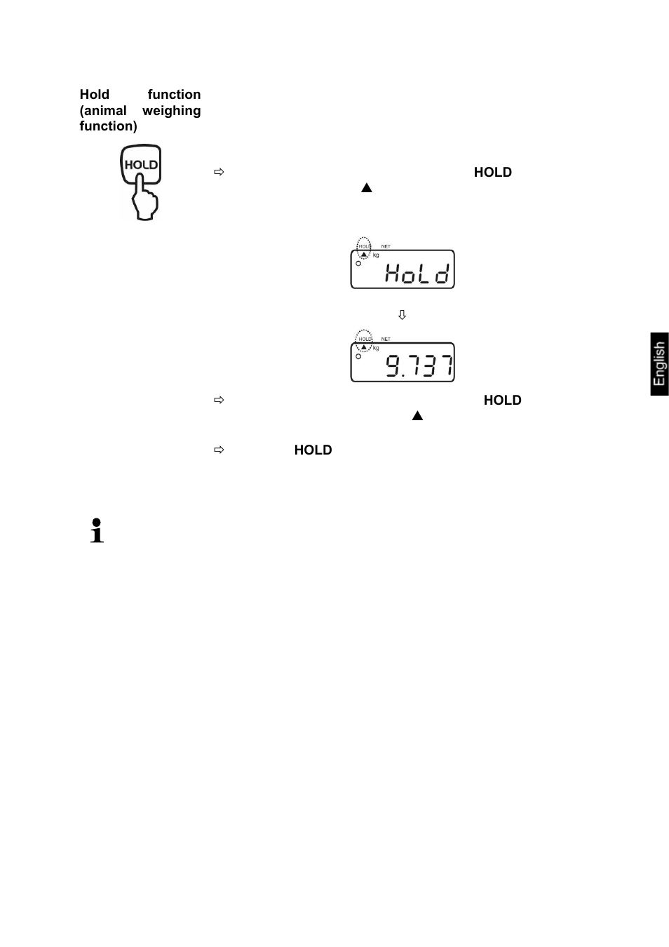Hold function (animal weighing function) | KERN & SOHN EOE XL User Manual | Page 20 / 24