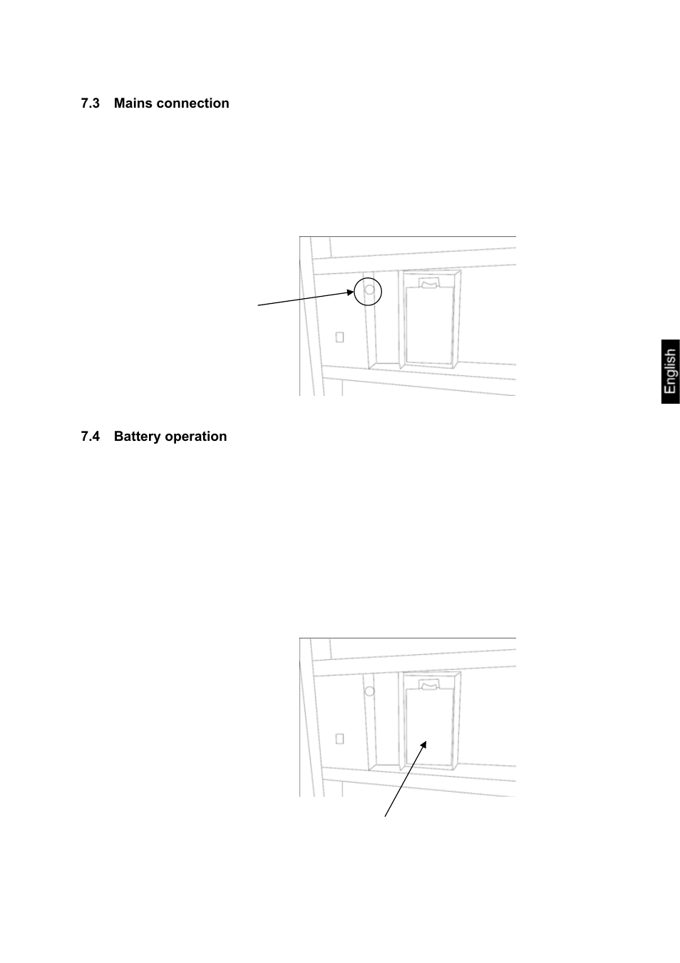 Mains connection, Battery operation | KERN & SOHN EOS F User Manual | Page 13 / 26