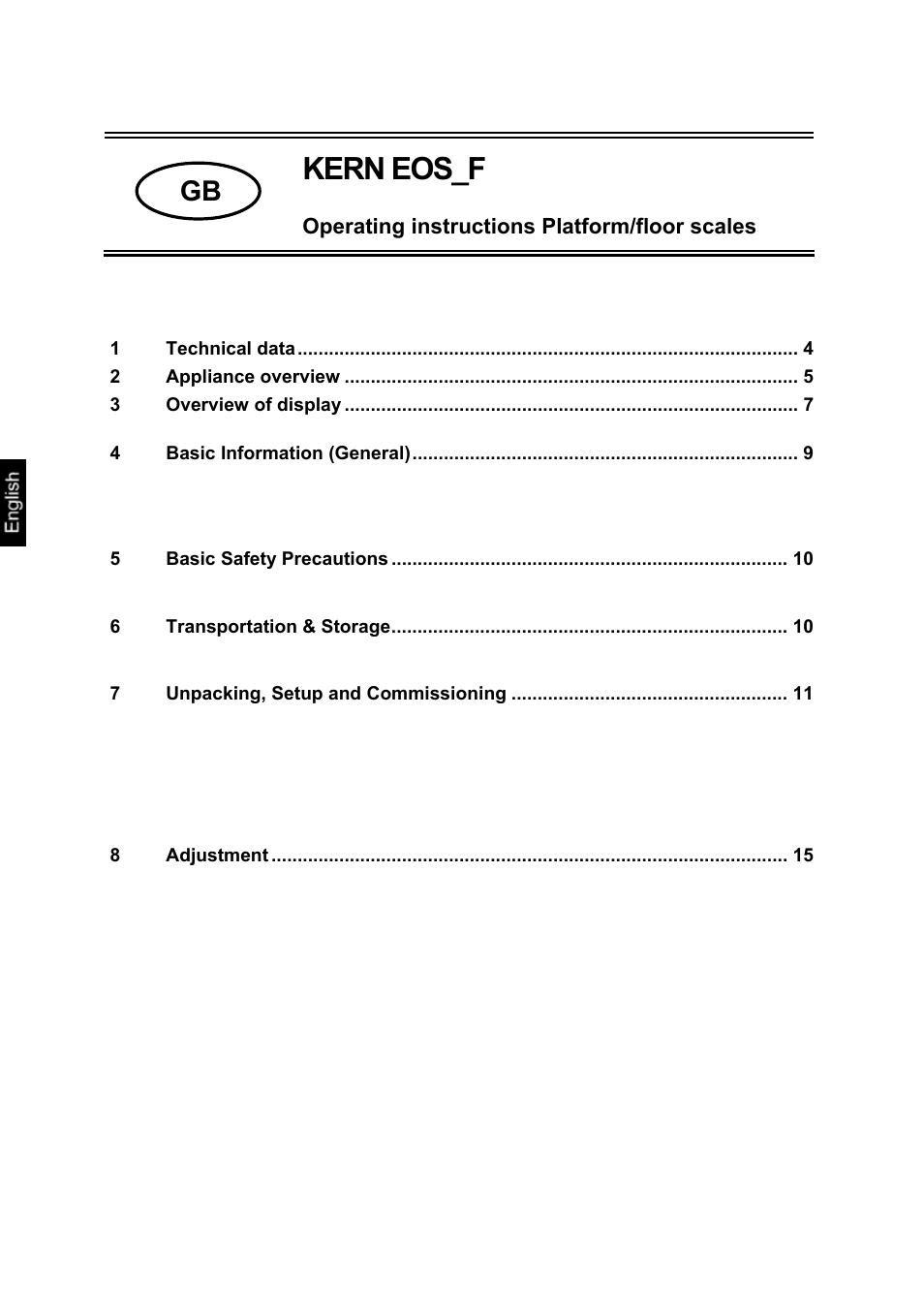KERN & SOHN EOS F User Manual | Page 2 / 26